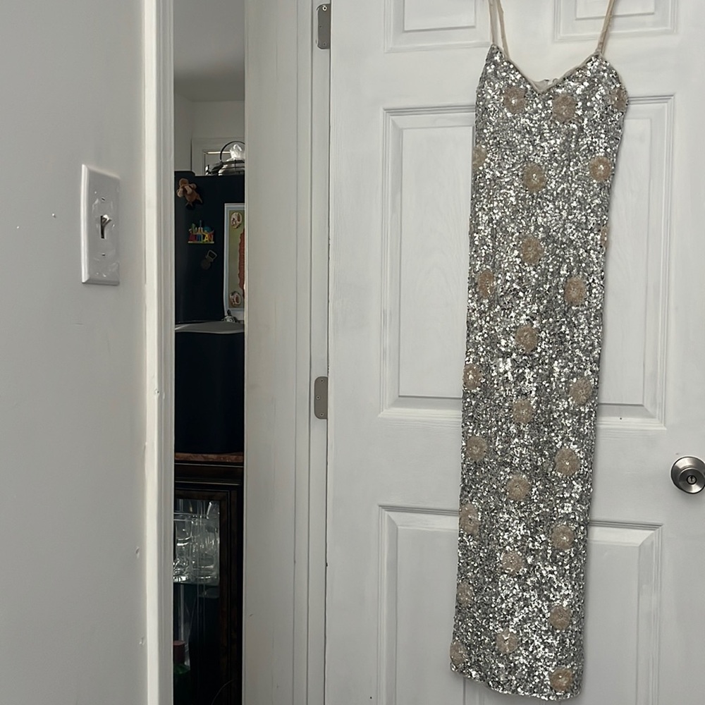 Sequins silver gown